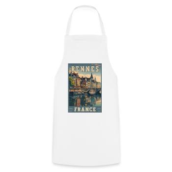 Discover Rennes In France Charming French City - Cooking Apron - white - Front - AI Model Male 185 dark (185cm)