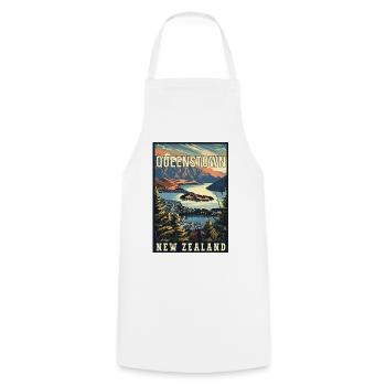 Explore Queenstown in New Zealand - Cooking Apron - white - Front - AI Model Male 185 dark (185cm)
