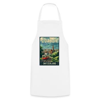 Discover Zurich in Switzerland Vintage Travel Art - Cooking Apron - white - Front - AI Model Male 185 dark (185cm)