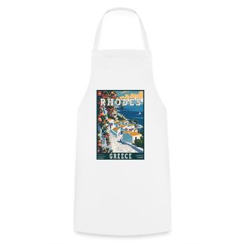 Explore Timeless Beauty of Rhodes in Greece - Cooking Apron - white - Front - AI Model Male 185 dark (185cm)