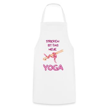 Stricken ist das neue Yoga - Kochschürze - Weiß - Vorne - AI Model Male 185 dark (185cm)