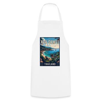 Explore Paradise in Koh Samui in Thailand - Cooking Apron - white - Front - AI Model Male 185 dark (185cm)