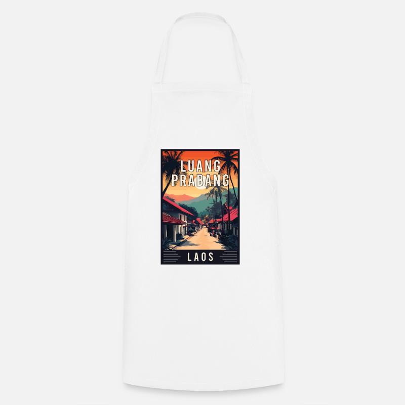 Explore Tropical Gem Luang Prabang in Laos - Cooking Apron - white