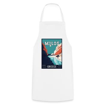 Discover Breathtaking Beauty of Milos in Greece - Cooking Apron - white - Front - AI Model Male 185 dark (185cm)