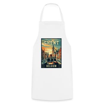 Experience Historic Charm of Ghent in Belgium - Cooking Apron - white - Front - AI Model Male 185 dark (185cm)