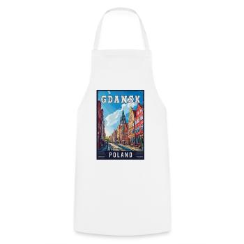 Explore Stunning Gdansk City in Poland - Cooking Apron - white - Front - AI Model Male 185 dark (185cm)