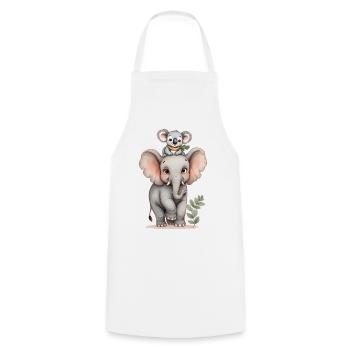 Amitié sauvage : éléphant et koala 🐘 🐨 - Tablier de cuisine - blanc - Devant - AI Model Male 185 dark (185cm)