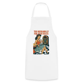Pin-Up Girl at the 50s Diner: Too Rockabilly for Rules - Cooking Apron - white - Front - AI Model Male 185 dark (185cm)