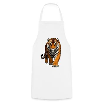 Tiger Illustration - Cooking Apron - white - Front - AI Model Male 185 dark (185cm)