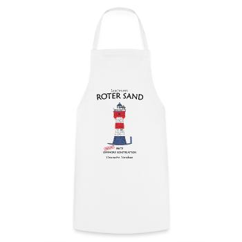 Leuchtturm Roter Sand, erstes Offshore Bauwerk  - Kochschürze - Weiß - Vorne - AI Model Male 185 dark (185cm)