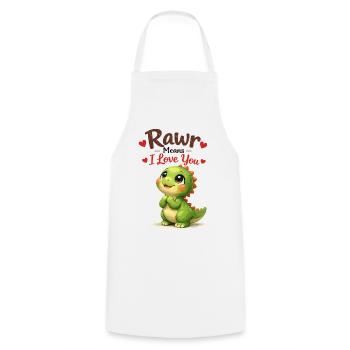 Cadeau mignon Dino Rawr signifie Je t’aime - Tablier de cuisine - blanc - Devant - AI Model Male 185 dark (185cm)