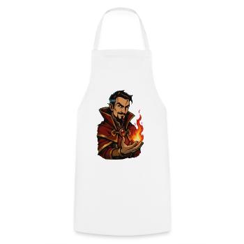Flammender Magier - Kochschürze - Weiß - Vorne - AI Model Male 185 dark (185cm)