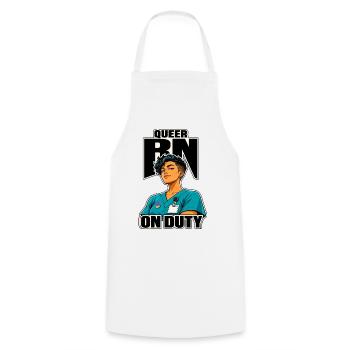 RN pride infirmier queer infirmière en service, badge buddy nurse gift - Tablier de cuisine - blanc - Devant - AI Model Male 185 dark (185cm)