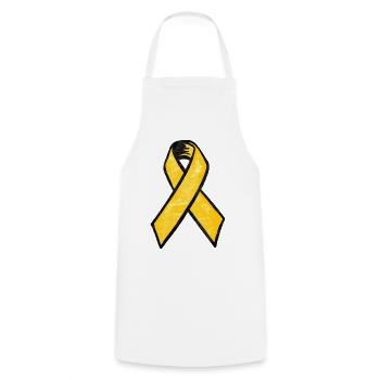 Vintage-inspirierte Yellow Ribbon Endometriose - Kochschürze - Weiß - Vorne - AI Model Male 185 dark (185cm)