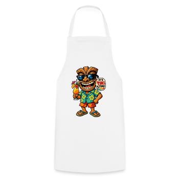 It's Tiki Time – Tiki Cocktail & Urlaubsfeeling - Kochschürze - Weiß - Vorne - AI Model Male 185 dark (185cm)