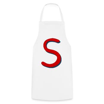 Rotes S mit Schatten-Outline - Kochschürze - Weiß - Vorne - AI Model Male 185 dark (185cm)