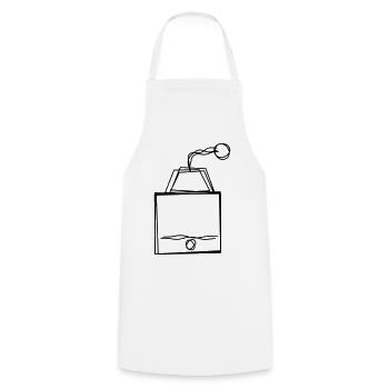 Kaffeemühle handgezeichnet - Kochschürze - Weiß - Vorne - AI Model Male 185 dark (185cm)