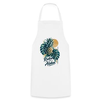 Minimalistische Monstera & Ananas: Aloha Vibe - Kochschürze - Weiß - Vorne - AI Model Male 185 dark (185cm)
