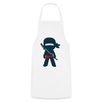 Ninja mit Schwert - Kochschürze - Weiß - Vorne - AI Model Male 185 dark (185cm)