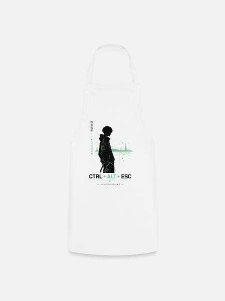 Hoodie-Silhouette im Neon-Cyberpunk - Kochschürze - Weiß