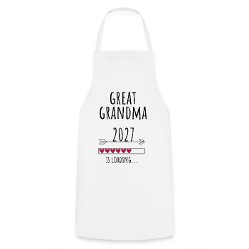 Pregnancy Announcement – Uroma 2027 Geschenk - Kochschürze - Weiß - Vorne - AI Model Male 185 dark (185cm)