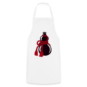 Sake Flasche Kuerbis Grafik - Kochschürze - Weiß - Vorne - AI Model Male 185 dark (185cm)