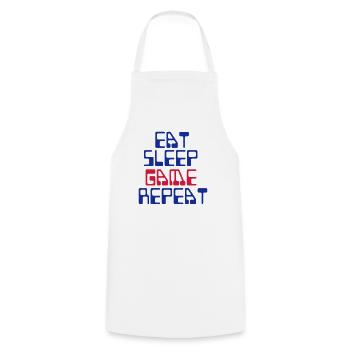 Cool saying Gamer Gamer - Eat Sleep Game Repeat - Cooking Apron - white - Front - AI Model Male 185 dark (185cm)