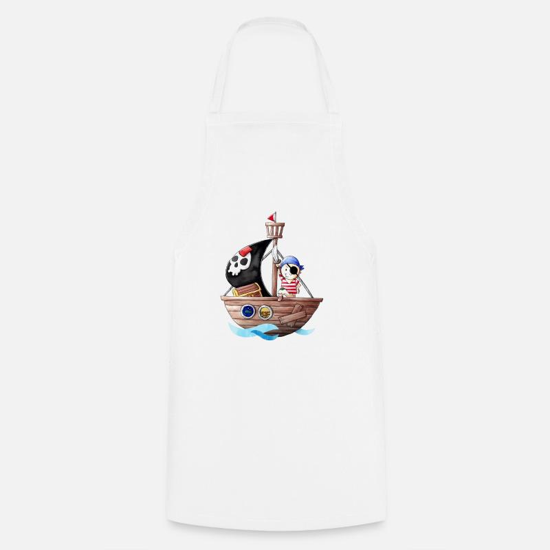 Little pirate with his ship - Cooking Apron - white