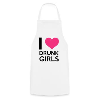 I Love Drunk Girls - Cooking Apron - white - Front - AI Model Male 185 dark (185cm)