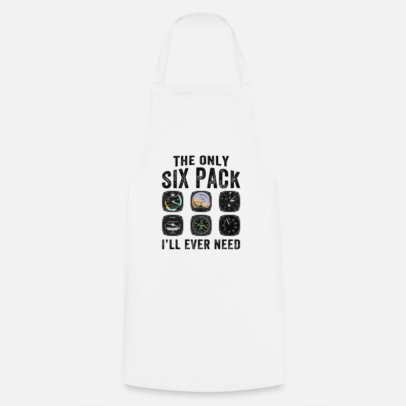 Pilots Six Pack Airplane Instruments - Cooking Apron - white