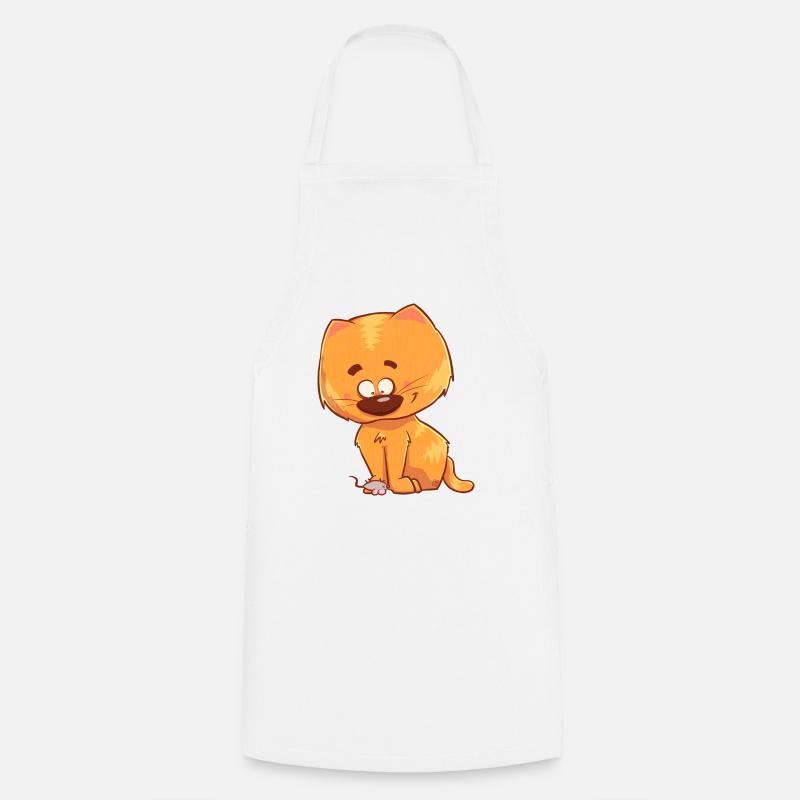 Chat, orange et mignon - Tablier de cuisine - blanc