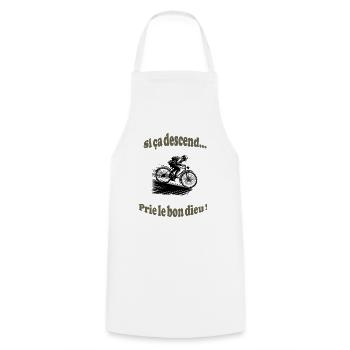 Si ca descend, Prie le bon dieu - Tablier de cuisine - blanc - Devant - AI Model Male 185 dark (185cm)