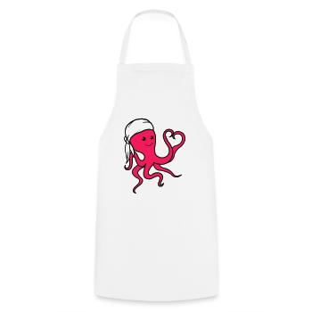 Octopus in Love Pirate - Cooking Apron - white - Front - AI Model Male 185 dark (185cm)