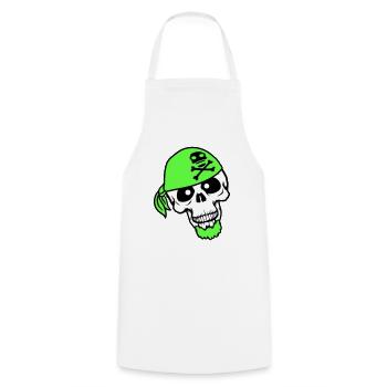 Pirat Hut Schädel Skelett Totenkopf Halloween Kopf - Kochschürze - Weiß - Vorne - AI Model Male 185 dark (185cm)