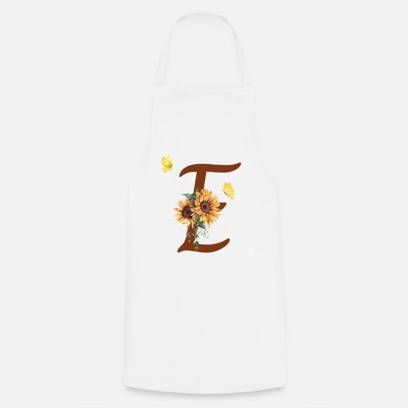 Lettre e tournesol papillon - Tablier de cuisine - blanc