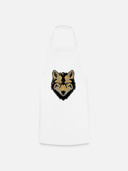 Visage de loup, or - Tablier de cuisine - blanc