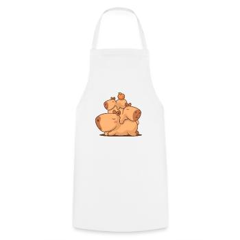 Pile de capybaras - Tablier de cuisine - blanc - Devant - AI Model Male 185 dark (185cm)