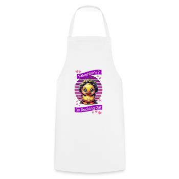 Whimsical Cartoon Duck Behind Tree Celebrating - Cooking Apron - white - Front - AI Model Male 185 dark (185cm)