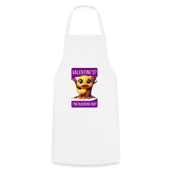 Whimsical Cartoon Duck Hiding Behind Tree valentin - Cooking Apron - white - Front - AI Model Male 185 dark (185cm)