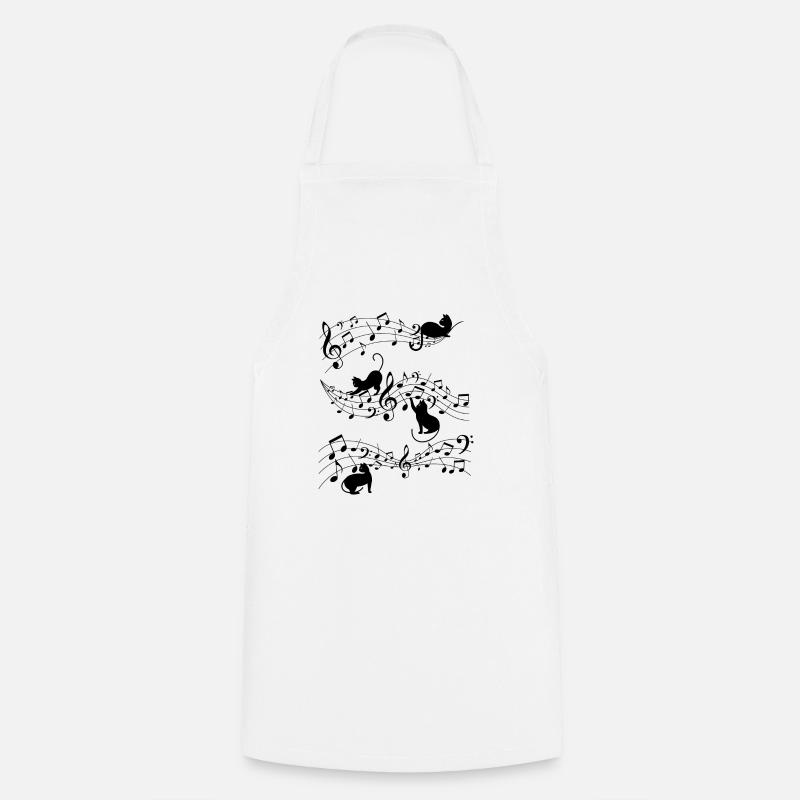 Note de musique et chat - Tablier de cuisine - blanc