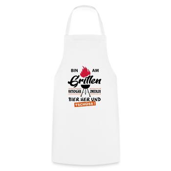 Bin am Grillen Tschuess - Kochschürze - Weiß - Vorne - AI Model Male 185 dark (185cm)