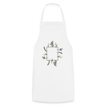 Cadre de fleurs vintage - Tablier de cuisine - blanc - Devant - AI Model Male 185 dark (185cm)