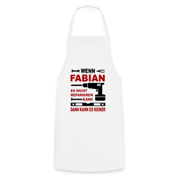 Name Geschenkidee Namenstag FABIAN - Kochschürze - Weiß - Vorne - AI Model Male 185 dark (185cm)