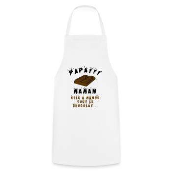 Papa !!! Maman elle a mangé tout le chocolat - Tablier de cuisine - blanc - Devant - AI Model Male 185 dark (185cm)