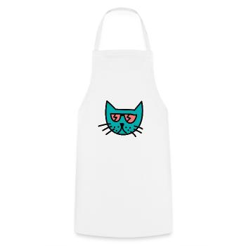 Cat - Stylish Cat - Cooking Apron - white - Front - AI Model Male 185 dark (185cm)