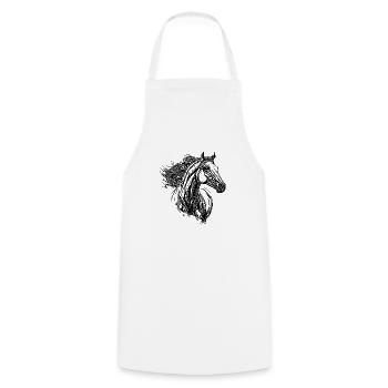 Etalon à crinière élégante dans le vent Portrait de cheval - Tablier de cuisine - blanc - Devant - AI Model Male 185 dark (185cm)