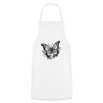 Style Tatouage de fleur Papillon - Tablier de cuisine - blanc - Devant - AI Model Male 185 dark (185cm)