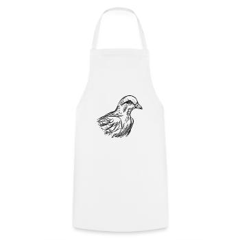 Elegante Taube in Tattoo Style Linien - Kochschürze - Weiß - Vorne - AI Model Male 185 dark (185cm)