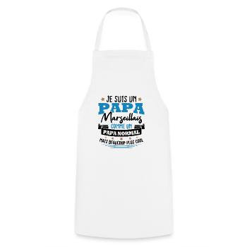 Je suis un Papa Marseillais - Tablier de cuisine - blanc - Devant - AI Model Male 185 dark (185cm)