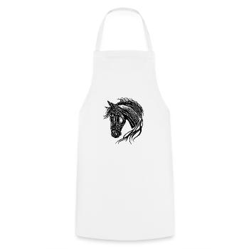 Beautiful stallion with elegant waving mane - Cooking Apron - white - Front - AI Model Male 185 dark (185cm)